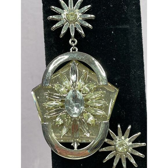 Nichole Miller Studio Silver Pated Class Stones Dangle Earrings - Picture 3 of 5